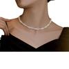 Small fragrant wind twist necklace female choker French retro premium sense natural freshwater pearl collarbone chain double summer