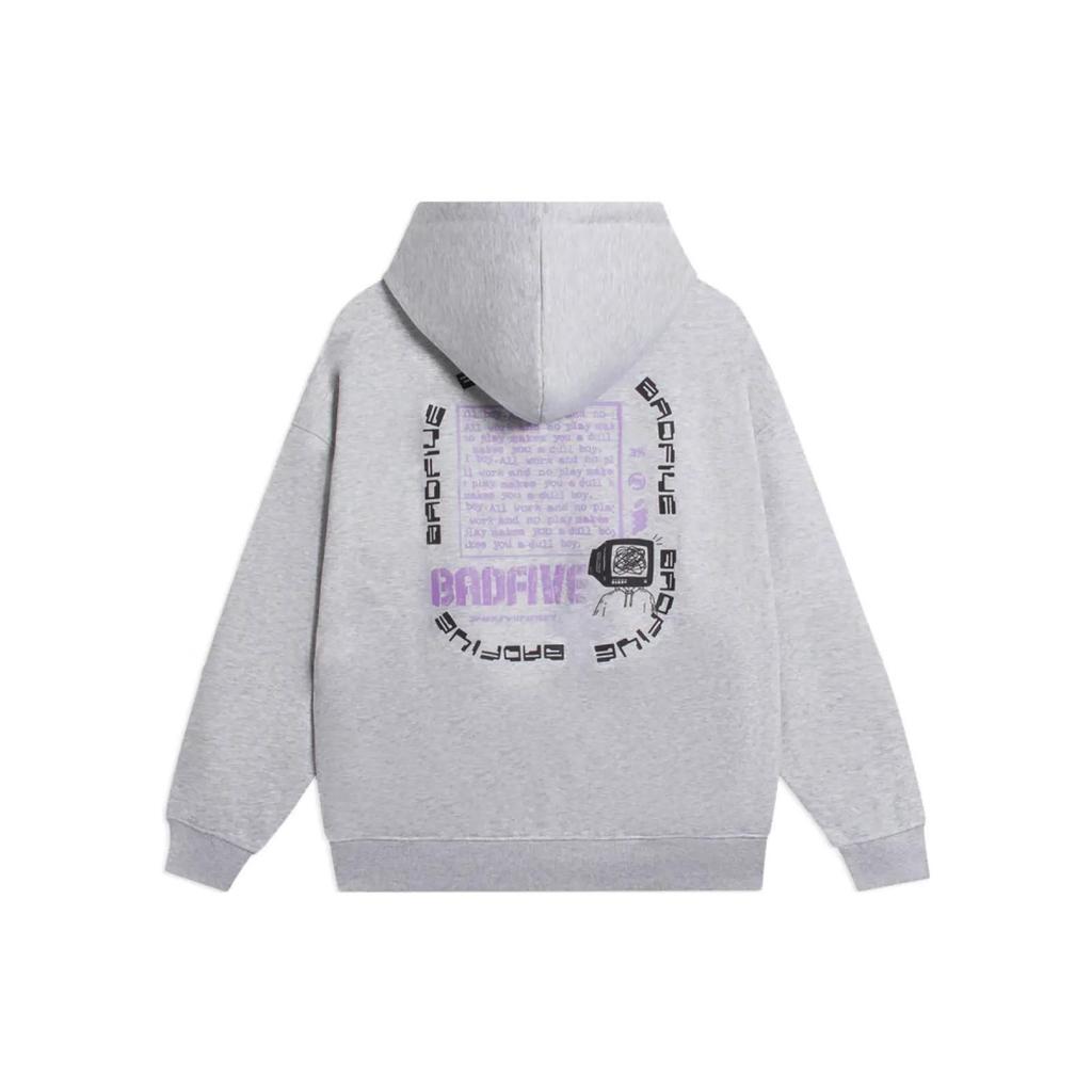 Li-Ning Solid Color Slim Fit Pullover Hoodie Men Tops Gray AWDSC09-2