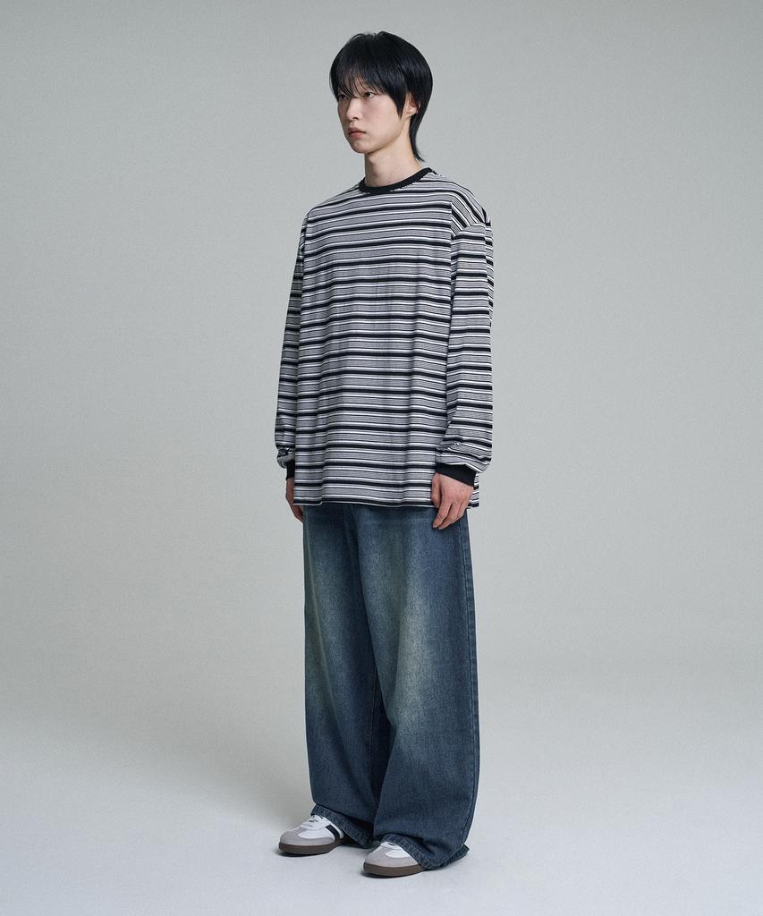 Mubeun More Wide Denim Pants Deep Blue