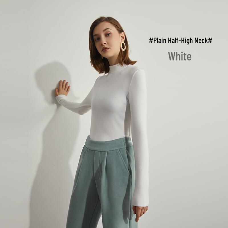 Women's Hyaluronic Acid Thermal Slimming Long Sleeve T-Shirt - Half High Neck, Autumn/Winter Base Layer