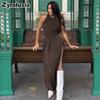 Women's Summer New Fashion Personality Tiered Ruffles Slim Fit Crew Neck Sleeveless Dress