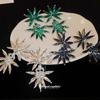 Silver Needle Rhinestone Flower Geometric Studs: Exquisite, Luxurious, High-End Earrings for Women