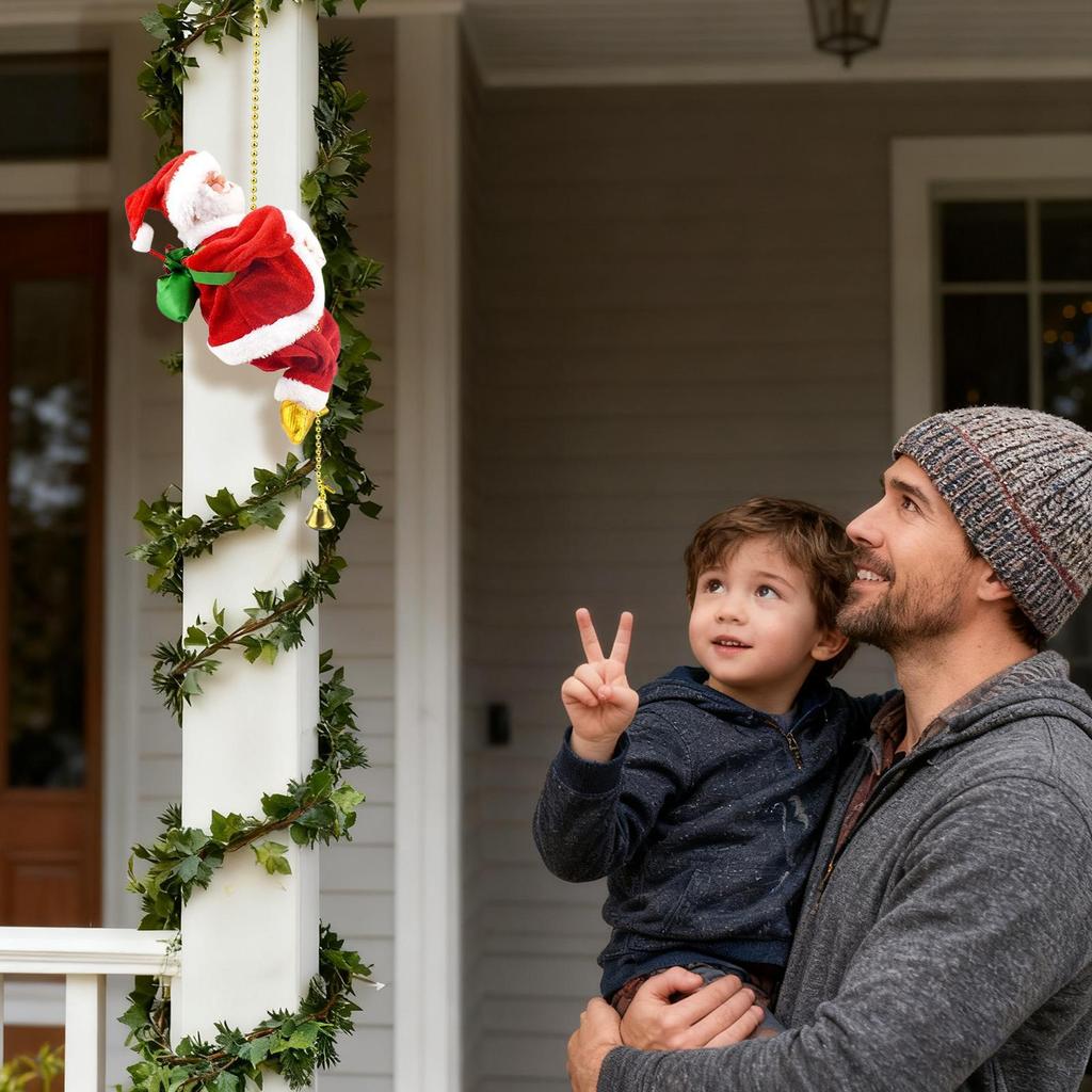 Kletternder Weihnachtsmann Elektrisch Animiert Batteriebetrieben Partyzubehör Mit Musik Weihnachts-Weihnachtsmann Kletterseil Für