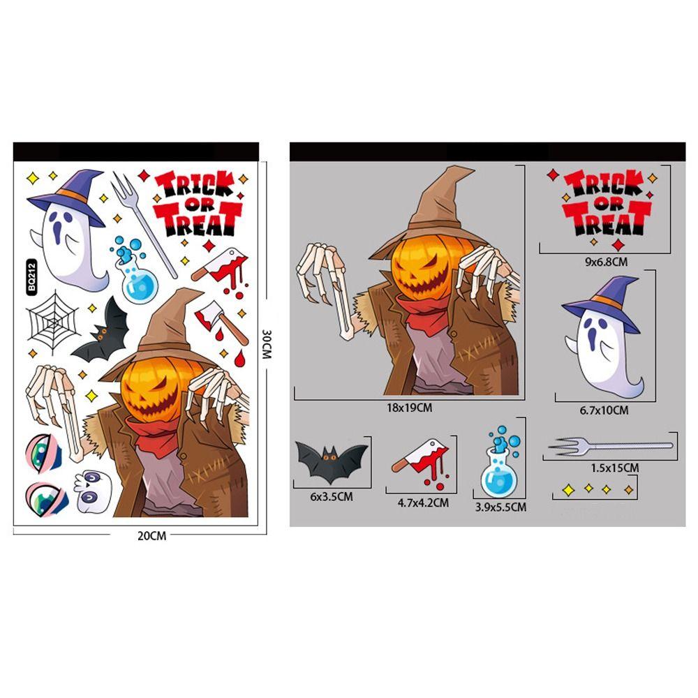Cute Halloween Window Stickers Witch Bat Pumpkin Skull Self-adhesive Stickers Home Decoration
