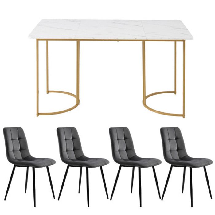 Ensemble de table de salle à manger (5 pièces), table de salle à manger avec 4 chaises, table de cuisine 140 x 80 cm