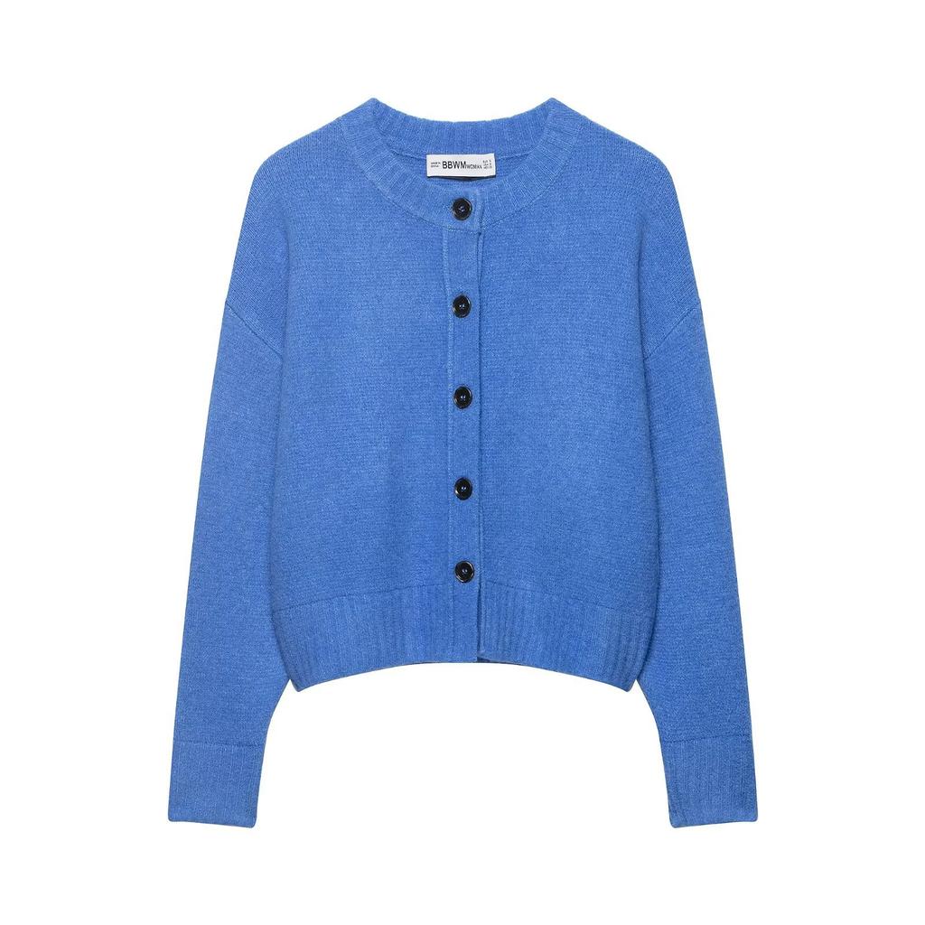 European and American style women's clothing, commuter style versatile simple solid color soft knitted jacket 2142042