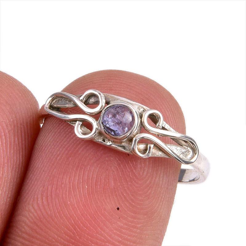 Natural Tanzanite Gemstone 925 Solid Sterling Silver Jewelry Ring Size 9 q3G84