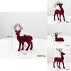 Stunning Christmas Reindeer Ornament Sparkling Burgundy Velvet Decorative Accent For Holiday Trees
