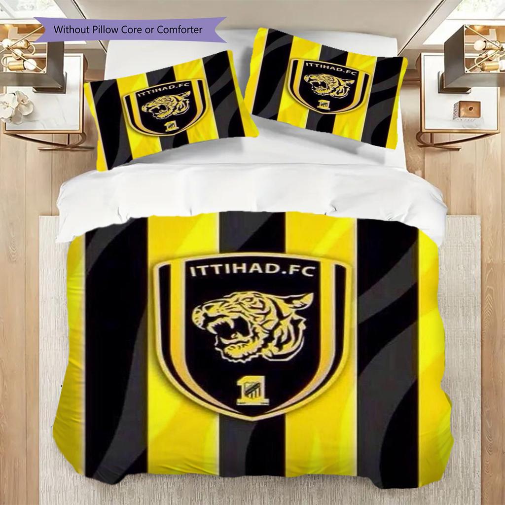 Bold Tiger Emblem Shines Bright Three-piece Set (1 * Duvet Cover + 2 * Pillowcase, Without Core) 2D Flat Christmas Birthday Gift Bedding Set