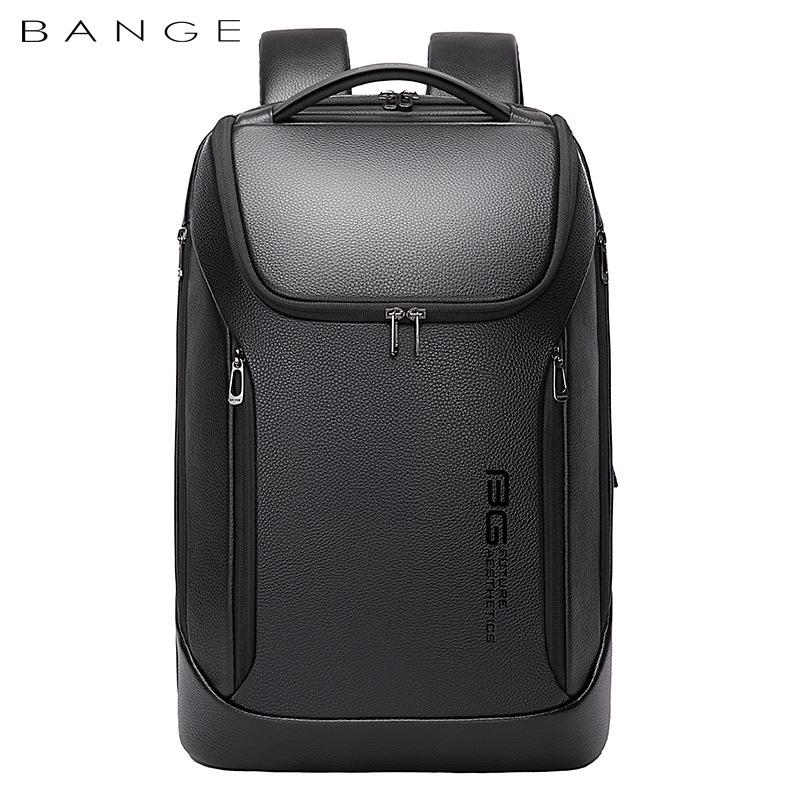 BANGE Men's Casual Leather Business Backpack - Top Layer Cowhide Fashion Computer Bag