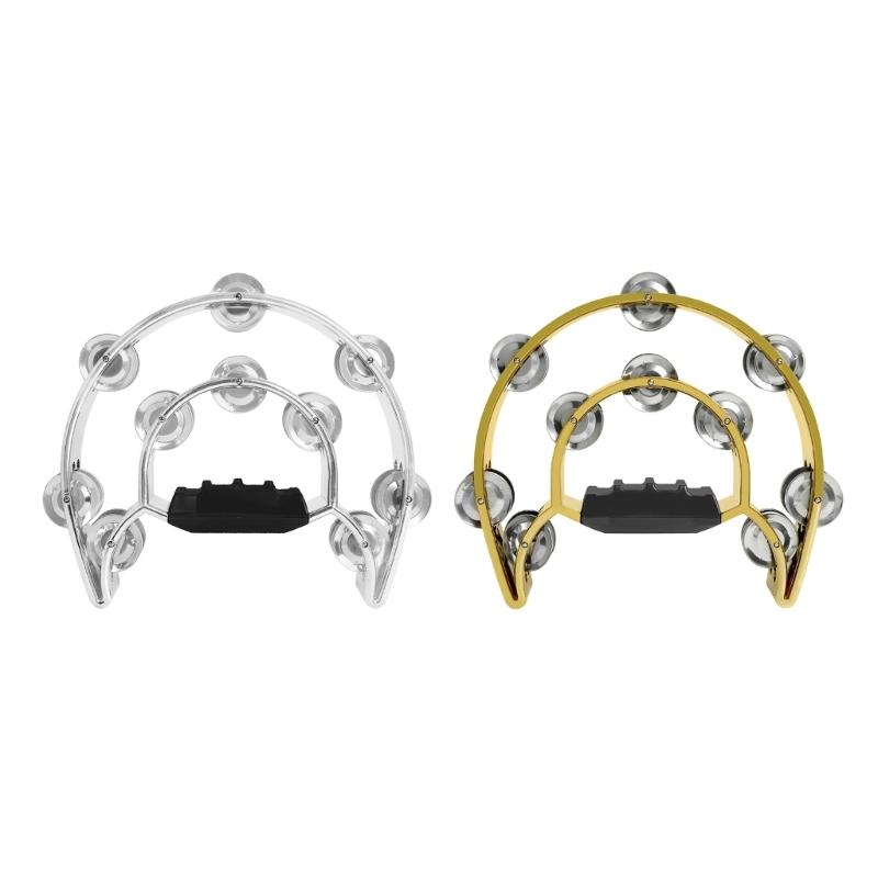 Tambourine Metal Jingles Hand Held Percussion Half-Moon Tambourine for Kid-Early Education,Adult,KTV,Party Entertainment