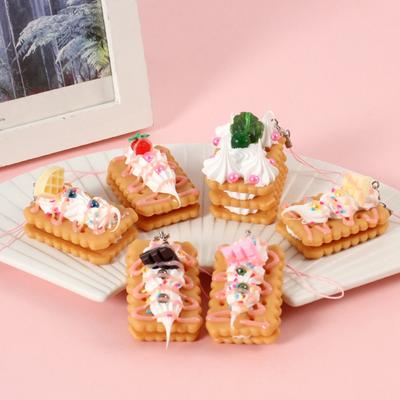 Simulation Dessert Food Cream Biscuit Key Ring Cartoon 3D Food Key Chains  Backpack Ornament