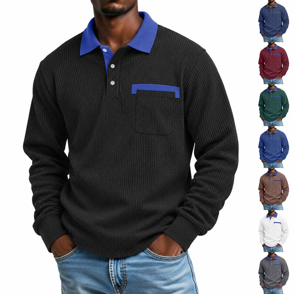 Chemise Tricotée à Manches Longues pour Homme, Haut Décontracté pour le Printemps et l'Automne, Vêtement de Tous les Jours