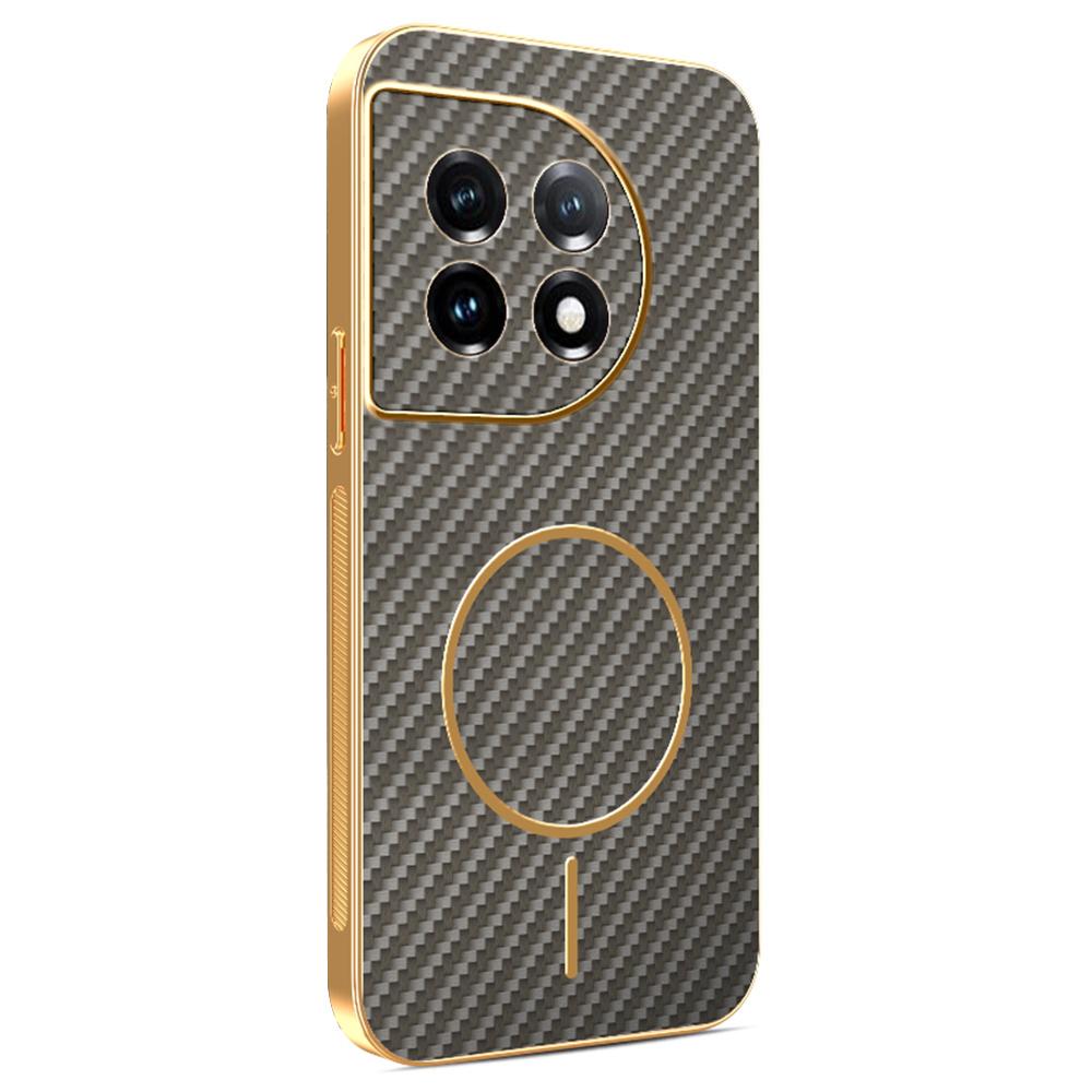 For OnePlus 11 5G/11 Pro 5G Phone Case Carbon Fiber Textured Electroplated TPU Back Cover