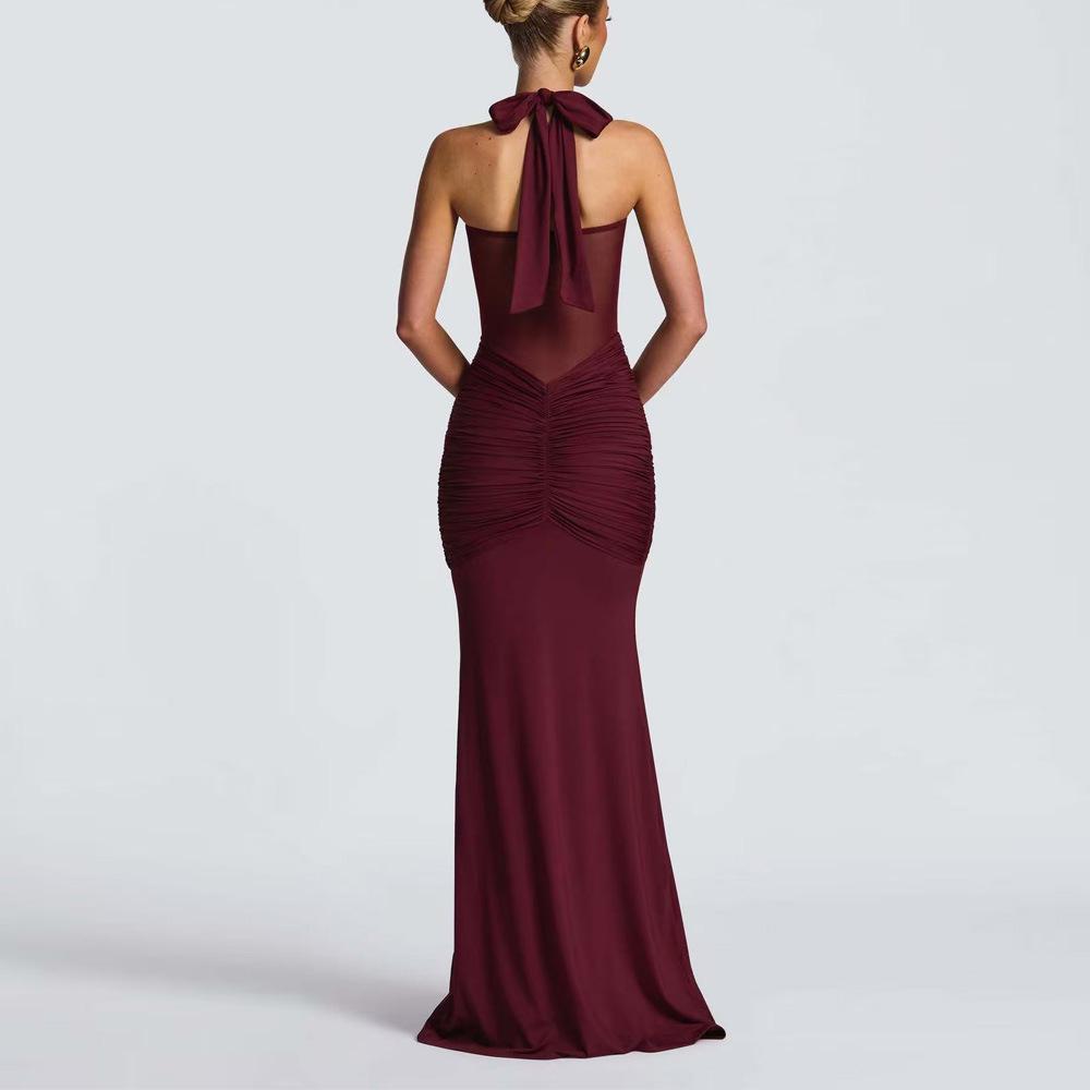 Women's 2025 Backless Bodycon Ruched Dress