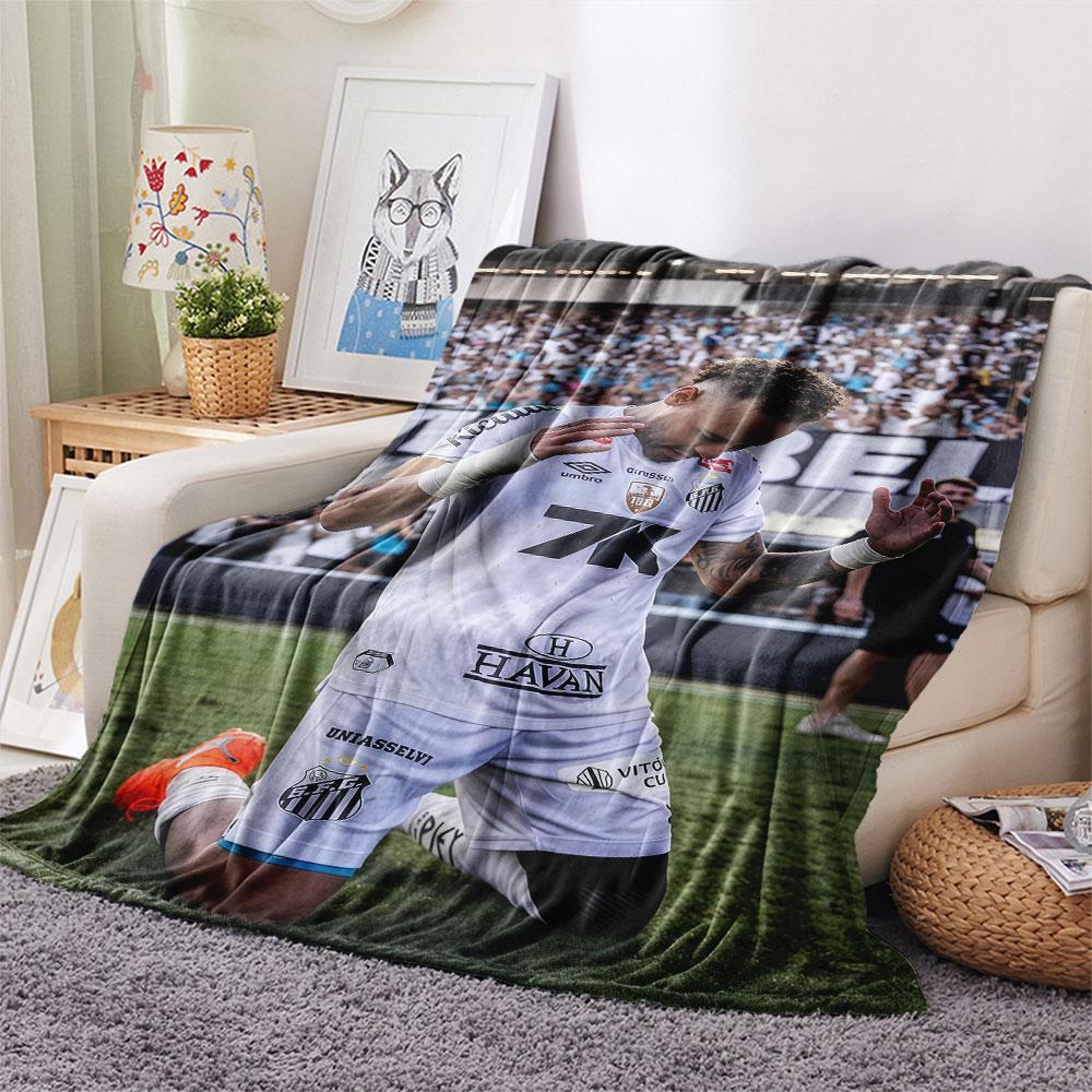 Neymar Kunst Aufdruck Flanelldecke, weiche Überwurfdecke für Schlafzimmer Sofa, waschbar, Fanartikel, tolles Geschenk.