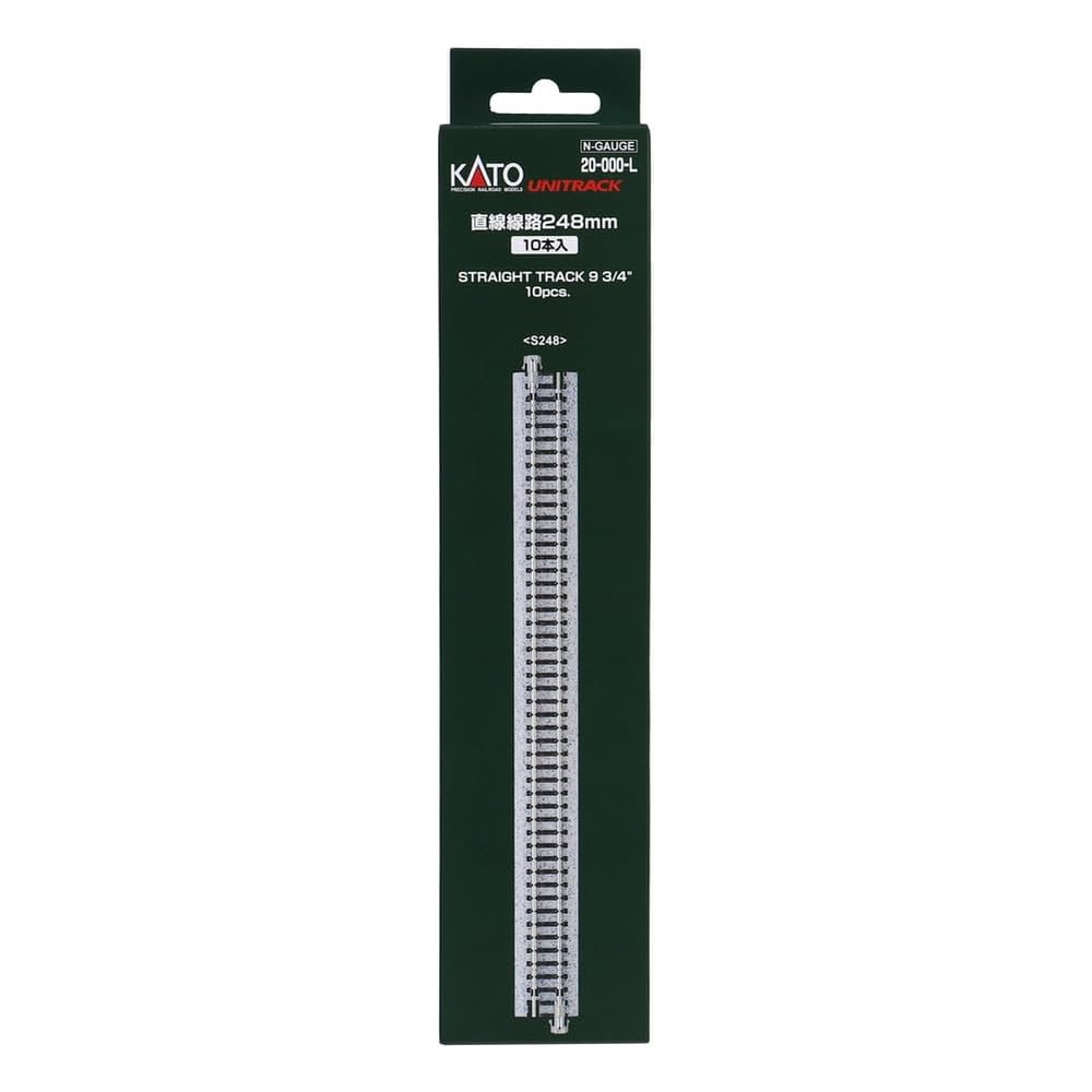 KATO Tor prosty, rozstaw N, 248 mm, Opakowanie 10 sztuk, 20-000-L, Akcesoria do modeli kolejowych