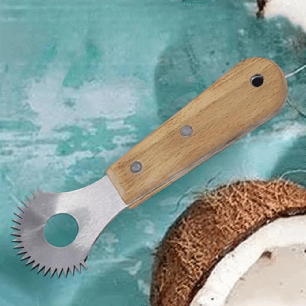 Stainless Steel Fruit Spoon Planer Wooden Handle Coconut Milk Making Tools Coconut Planer Home
