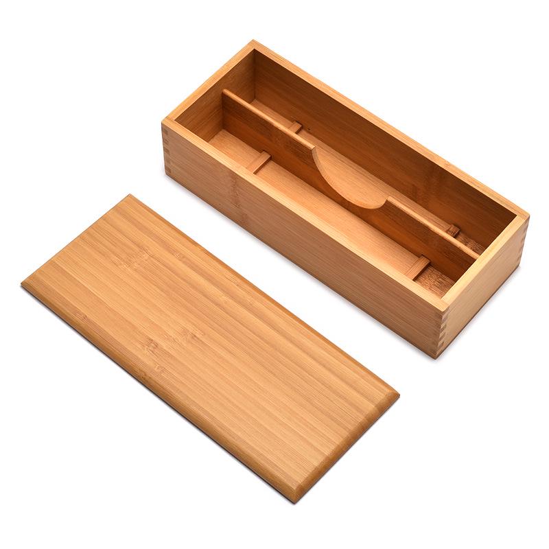 Engraved Tableware Storage Box with Cover: Japanese Chopstick, Spoon, and Fork Compartment