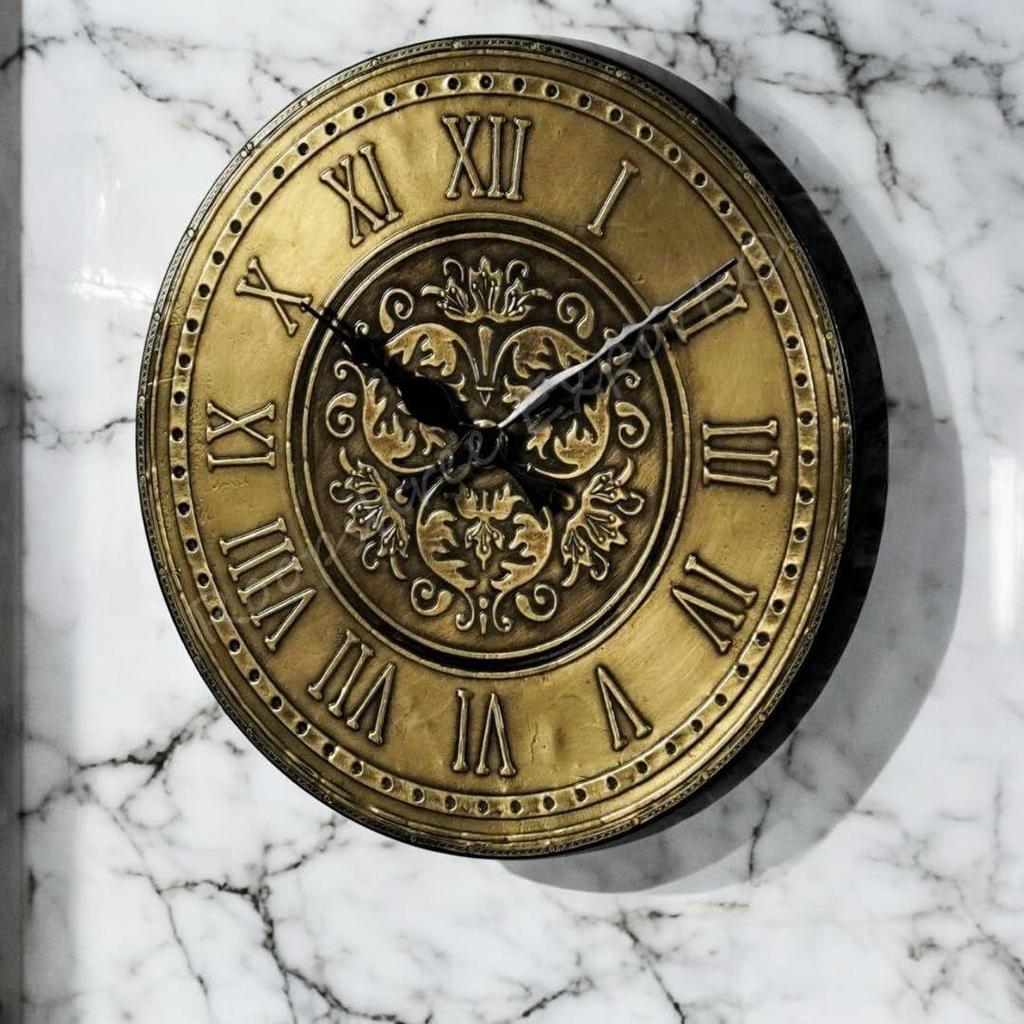 Vintage Clock Brass Handcrafted Wooden Wall Clock