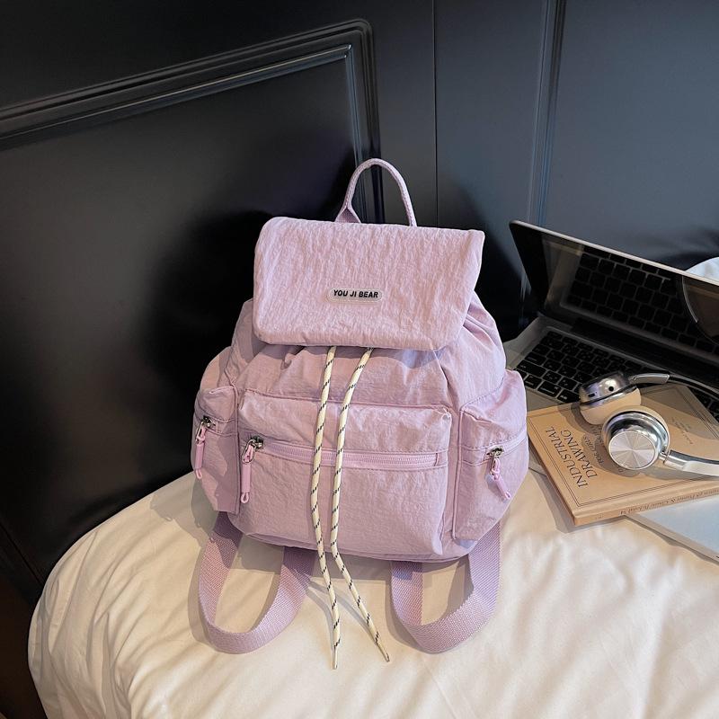 Women Casual Backpacks Large Capacity Nylon Shoulder Bag College Student Schoolbags Solid Lightweight Mochilas