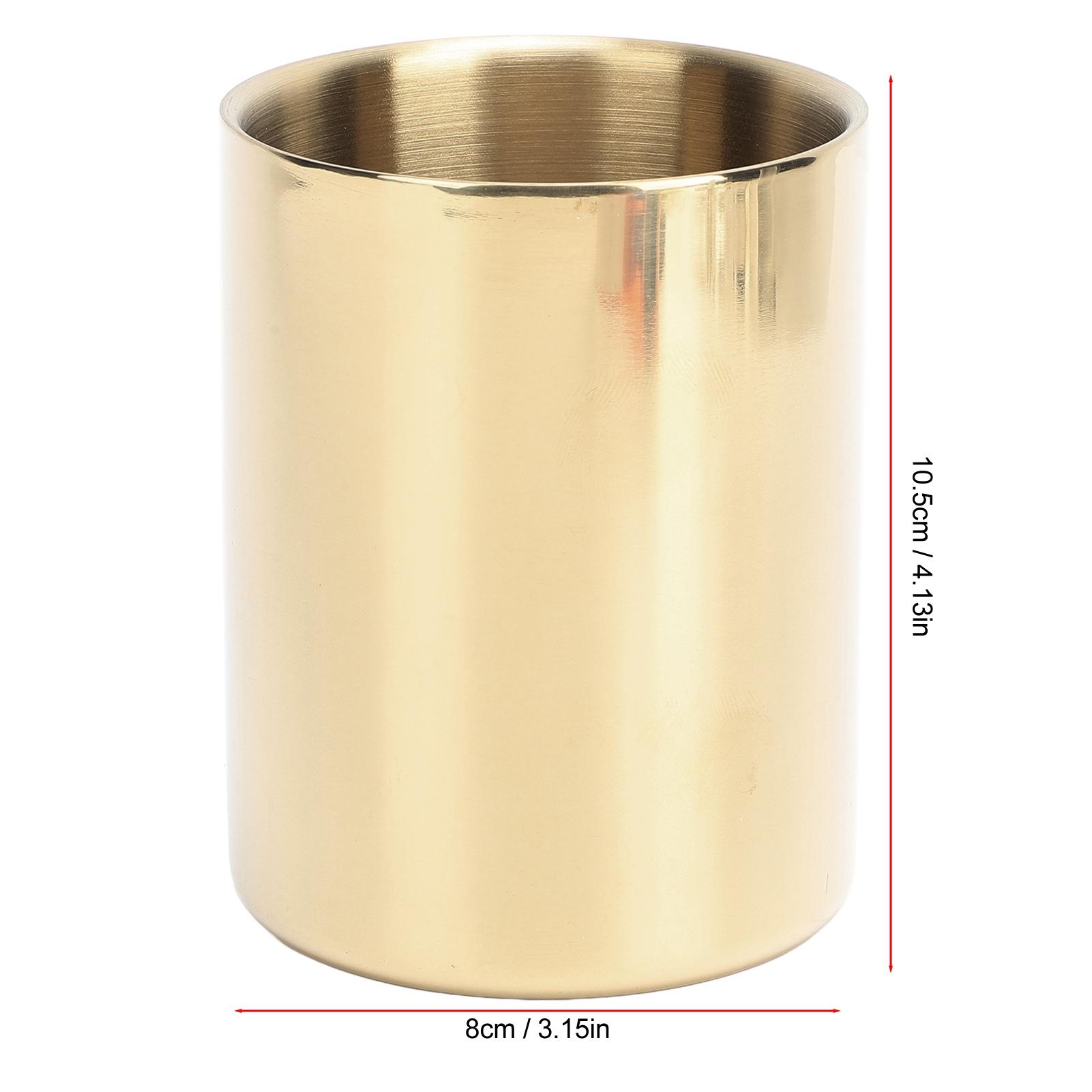 

Pen Holder Organizer Nordic Style Rugged Stainless Steel Flower Vase Gold Round Pencil Cup for Office Study Desk
