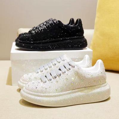 Zapatillas de deporte de mujer con lentejuelas de diamantes de moda, zapatos vulcanizados de plataforma, zapatos casuales ligeros y transpirables, nuevos zapatos de lujo de otoño 2024 para mujer