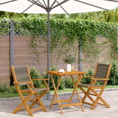 Vidaxl 3-Cz. Bistro Furniture Set, Grey Polypropylene and Wood