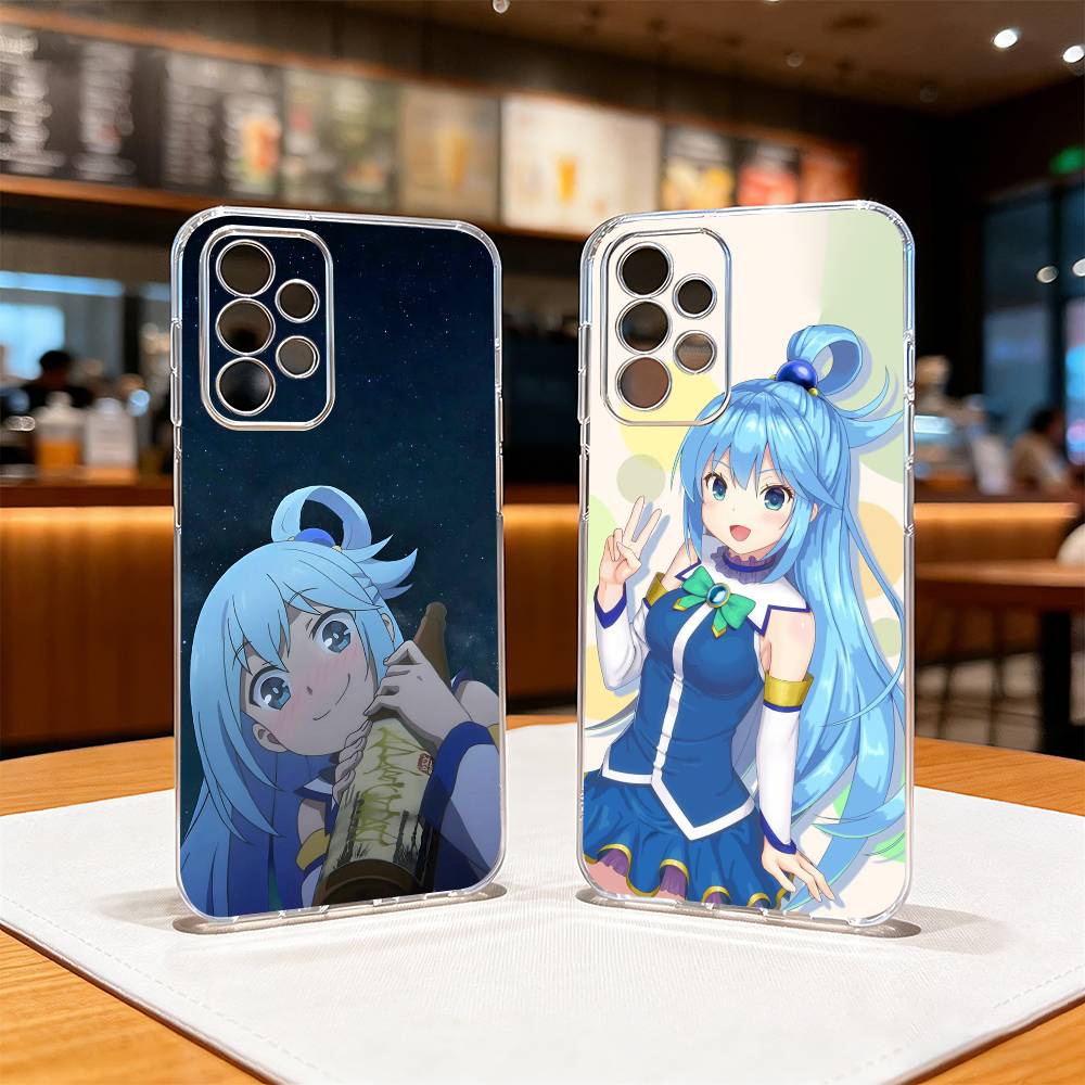 A-Aqua Anime KonoSubaS-S Phone Case Transparent Silicone Soft For Samsung S25,S24,S21,S22,S23,S30,Ultra,S20,Plus,Fe