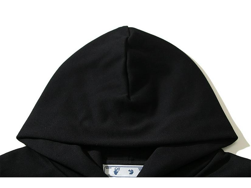 Unisex Off-White Embroidered Letter Hooded Sweatshirt for Autumn/Winter