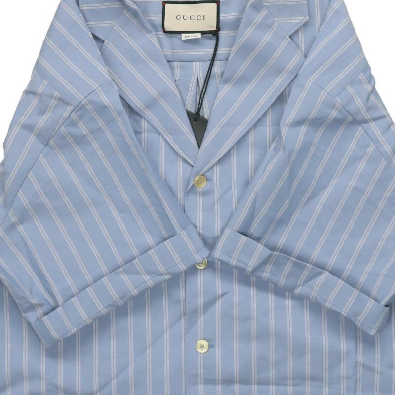 GUCCI Shirts Men's Blue Cuban Collar Moderate 618920-ZAE5V-4053