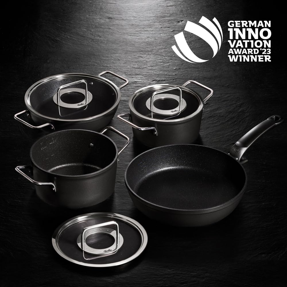 Fissler One Hand Pot 18cm Adamant Saucepan with Stainless Steel Lid Compatible with Gas Coating Made In Germany Black Japanese Fire/IH Non-Stick