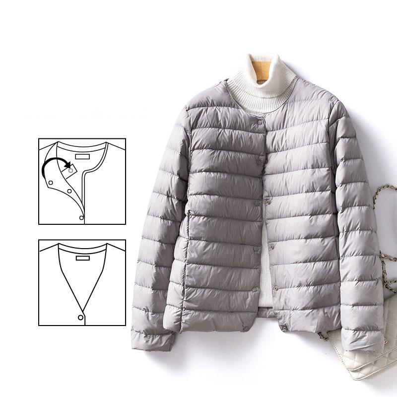 Women Down Coat Autumn Winter Round Neck Lightweight Down Jacket Womens Warm Liner Short Tops Fashion All Match