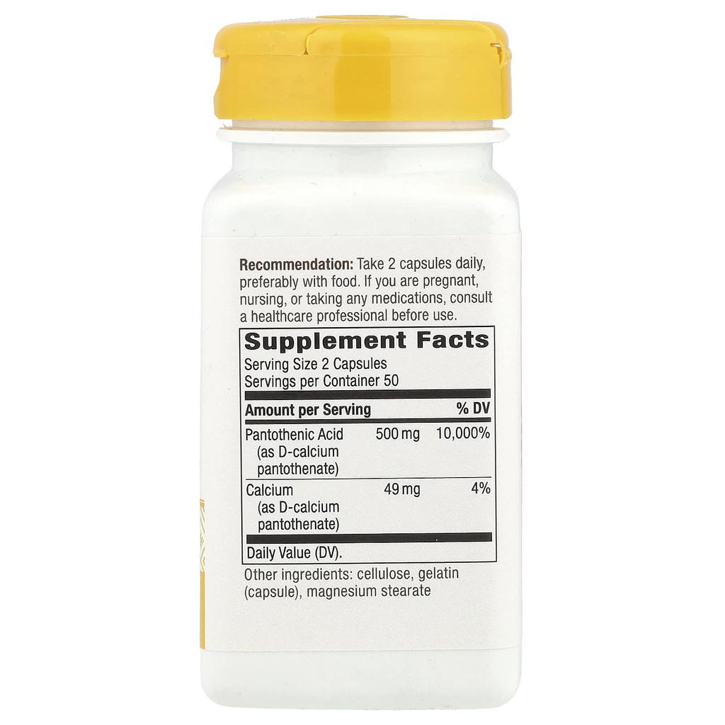 Nature'S Way, Pantothenic Acid, Vitamin B5, 500Mg, 100 Capsules (250Mg per Capsule)