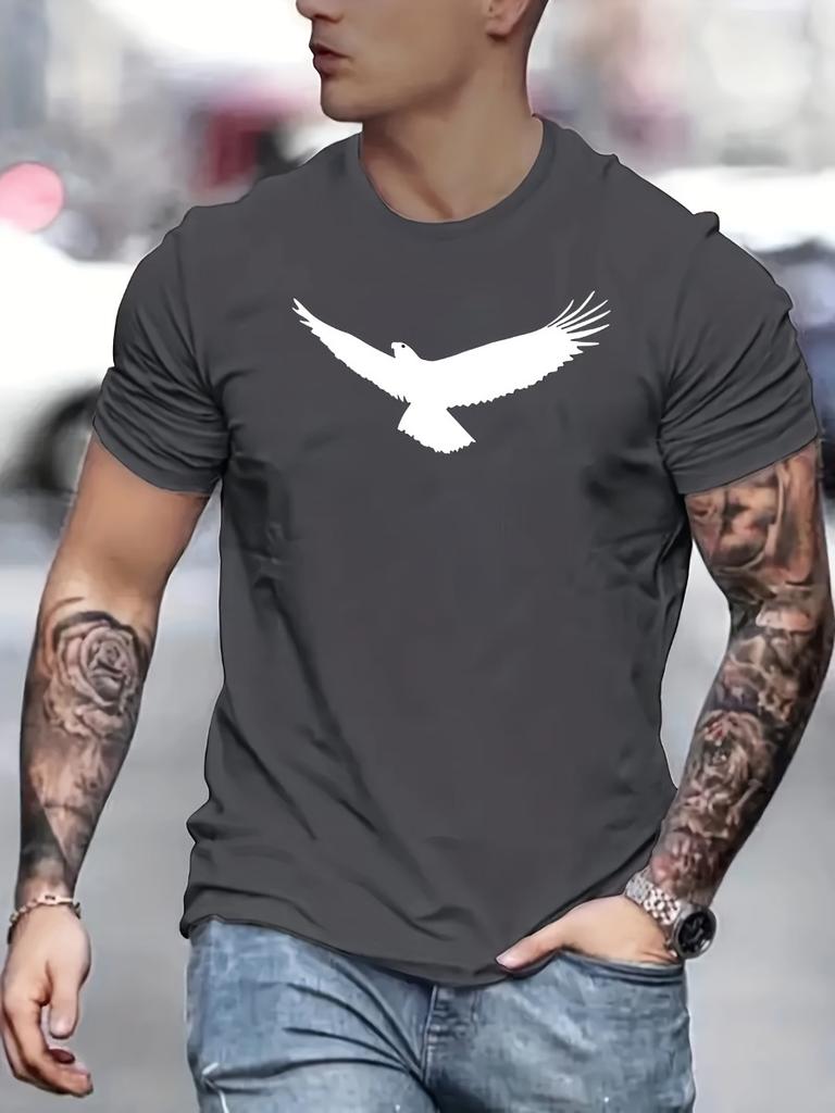 3D Printed Men's T-shirt Summer Loose Size Eagle Printed Round Neck Short Sleeve T-shirt Breathable Casual Fashion T-Shirt Top