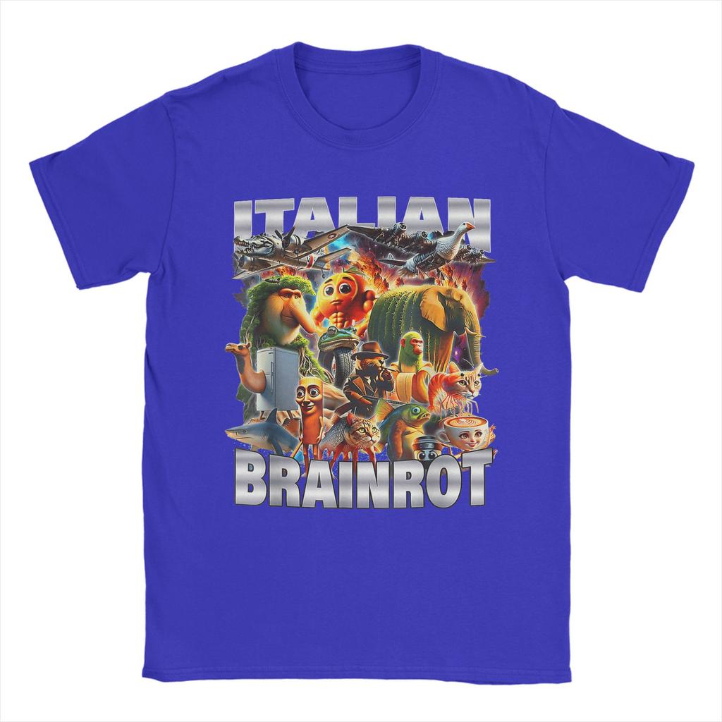 Types of Italian Brainrot Meme Character T Shirt Unisex Cotton Vintage TShirts Round Neck Tee Shirt Short Sleeve Clothes Summer