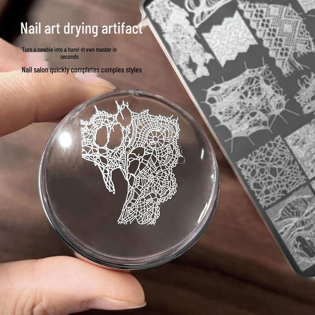 Nail Art Stamping Plates - Star, Polka Dot, Lines, Grid Lace Textures