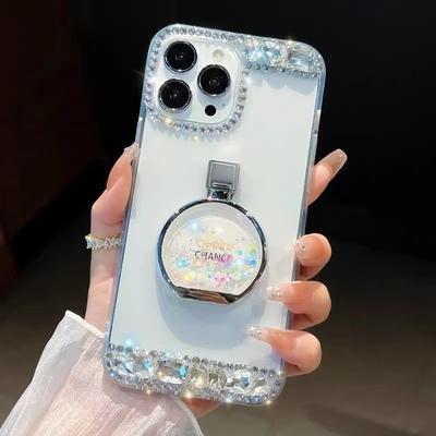 Bling Diamant Kwarts Zand Parfumflesje Hoesje Voor iphone 14 11 12 13 Pro Max/Samsung S23 S22 S21 ultra A13 A23 A33 A53 A12 A22 A32 A52/Redmi 9 9A 9C 9T