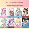Blue Fruit Glitter Pen & Cartoon Artist Retro Paintbrush - DIY Color Journal for Students