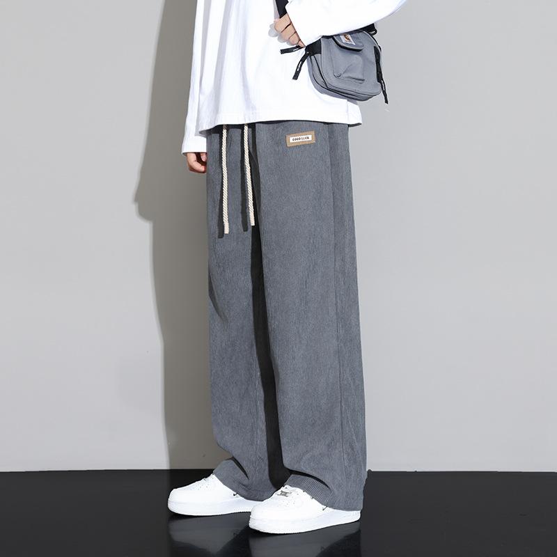 Pants Men's Spring and Autumn New Loose Straight Sweatpants Corduroy Sports Drape Versatile Wide-leg Casual Men's Clothing