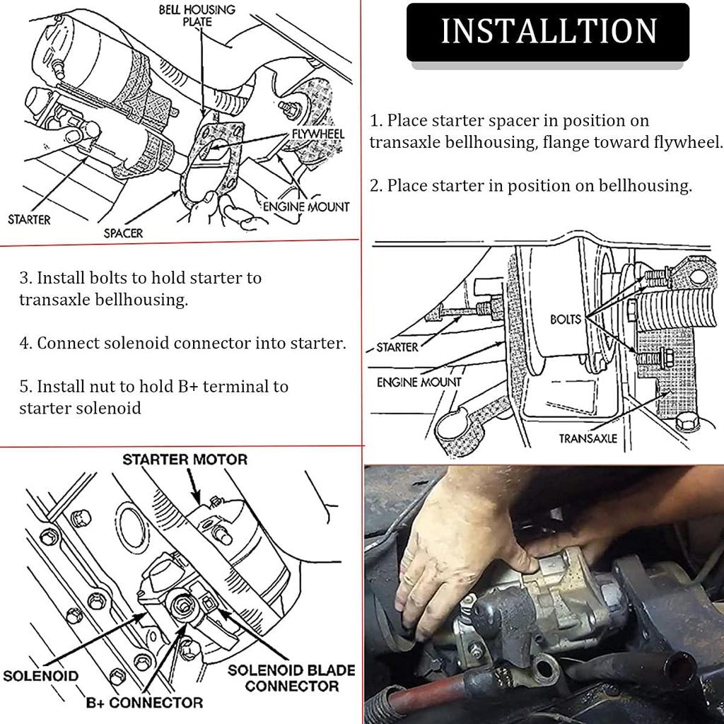 Starter Spacer with Bolts Kit 5 Speed Fits for Dodge Cummins 5.9L 1994-2002 Starter Replacement Parts