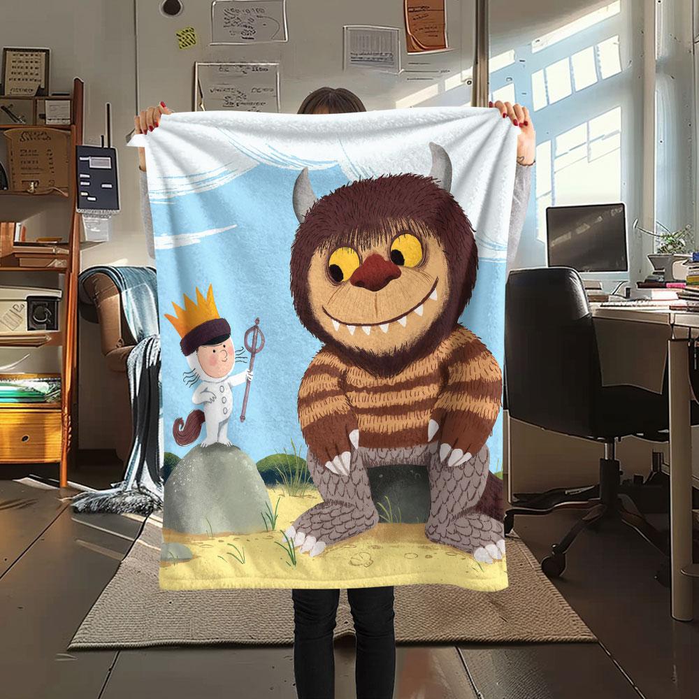 1PC Where the Wild Things Are Patterned Flannel Blanket Suitable For All Seasons for Home Decor Warmth and Comfort Gifts Holiday Present