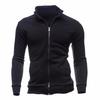 Men Coat Solid Color Slim Streetwear Zipper Ribbed Bottom Sweatshirt for Daily Wear