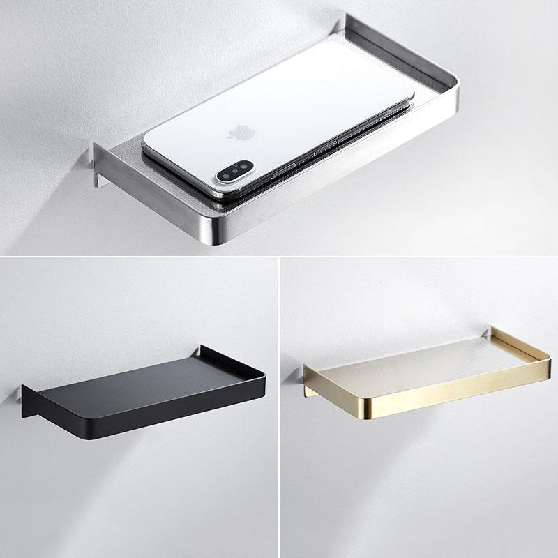 304 Stainless Steel Bathroom Paper Towel Rack Gold/Black Toilet Mobile Phone Rack Wall Hanging Tray Bathroom Room Rack