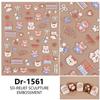 Redanco 5D Embossed Cute Bear Cartoon 3D Nail Art Stickers - Model DR1561