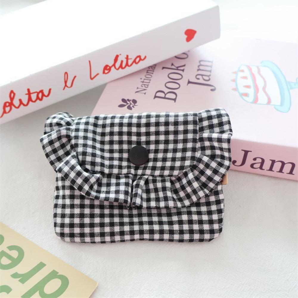 

Cute Portable Checkered Purse Checkered Pattern Pocket Design Coin Purse Clutch Style Card Holder Wallet for Girls чёрный