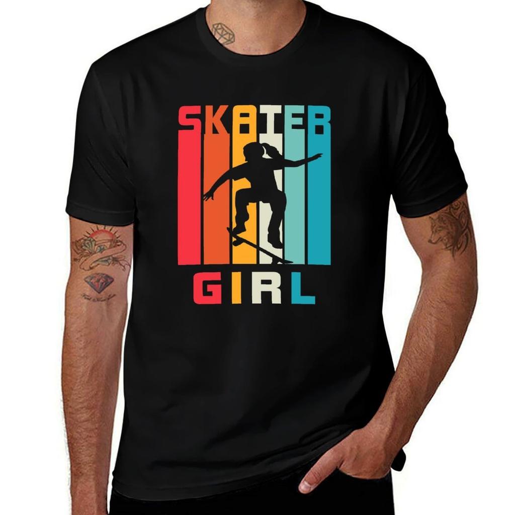 Skater Girl Retro Vintage Tshirt Sporty Breathable Short Sleeve Tshirt