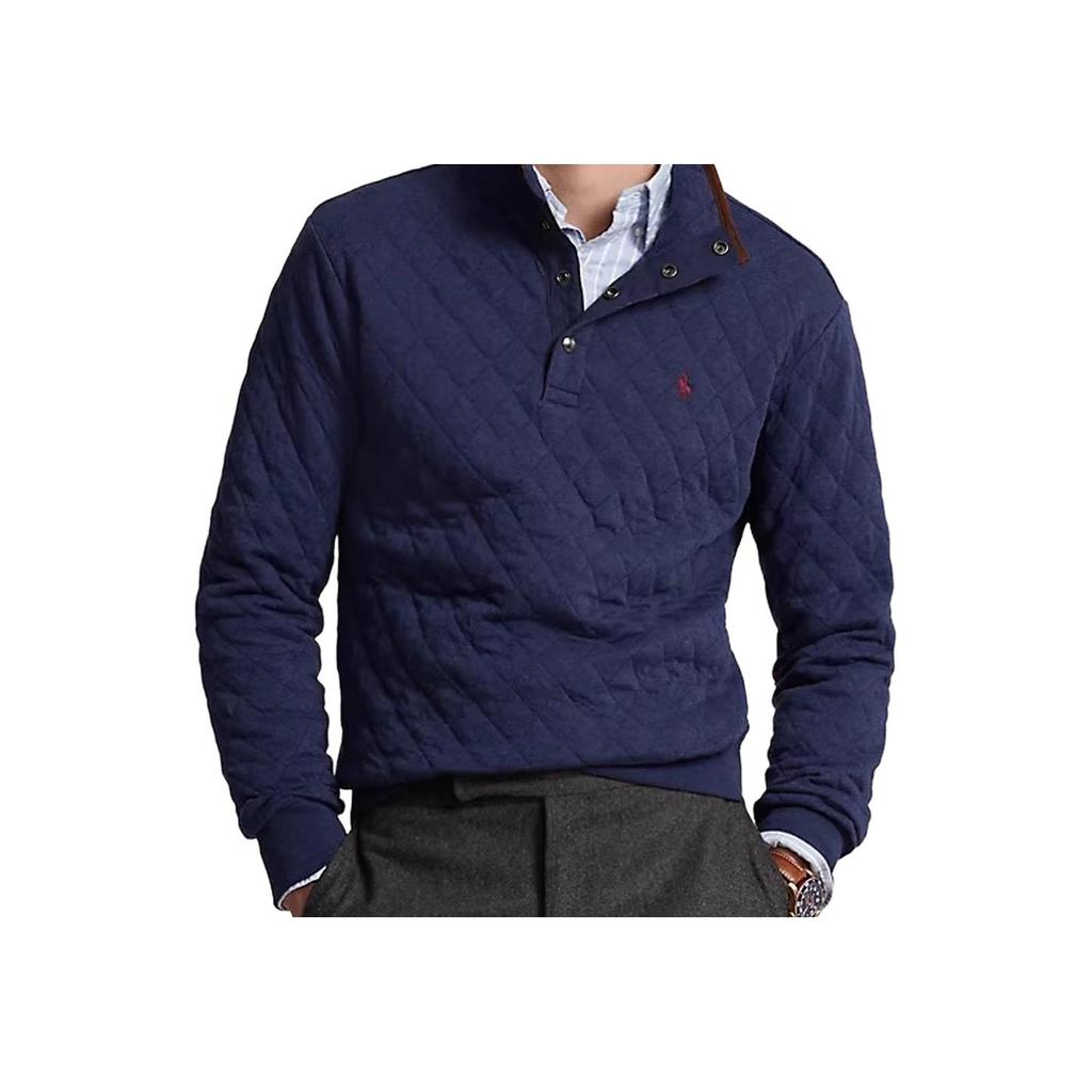 Polo Ralph Lauren SS23 Solid Color Small Pony Embroidered Diamond Pattern Pullover Long Sleeve Sweatshirt Men Sweatshirt Blue 710916640-001
