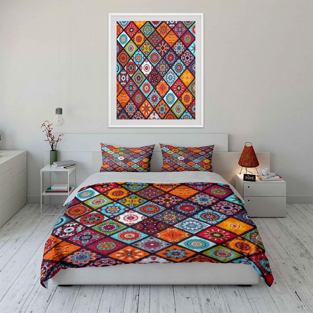 Colorful Geometric Floral Bedding Bedding Duvet Cover Set Duvet Cover Pillowcases (1 * Duvet Cover 2 * Pillowcases, without duvet insert)