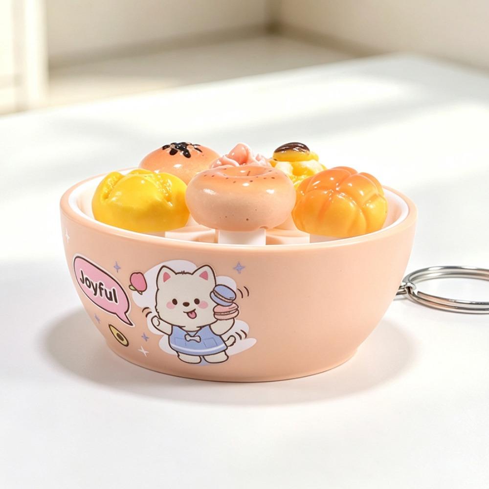 Simulation Food Clicking Pressure Relief Toy Cute Cat Series Button Press Click Keyring  Office Use
